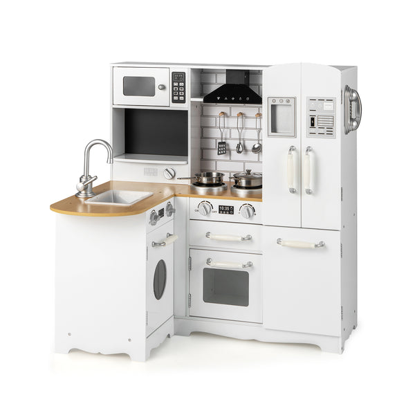 Wooden Kids Corner Kitchen Playset with Stove for Toddlers