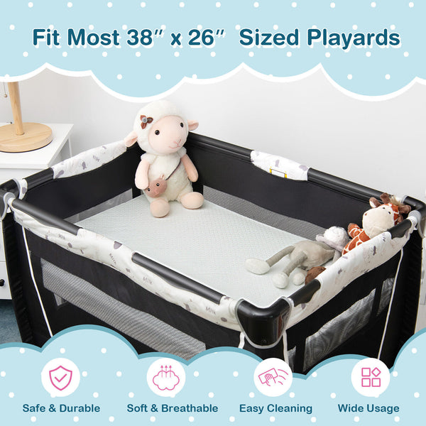 38 x 26 Inch Dual Sided Pack and Play Baby Mattress Pad with Removable Washable Cover