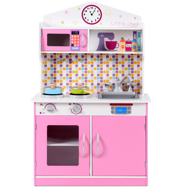 Kids Wooden Pretend Cooking Play Kitchen Set