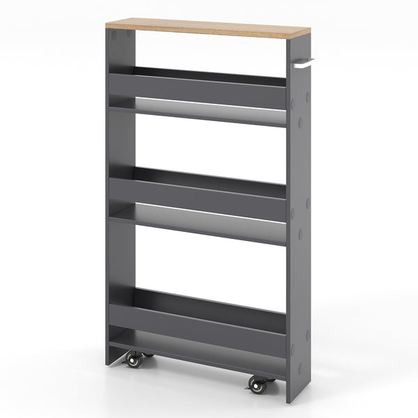 Rolling Kitchen Slim Storage Cart Mobile Shelving Organizer with Handle