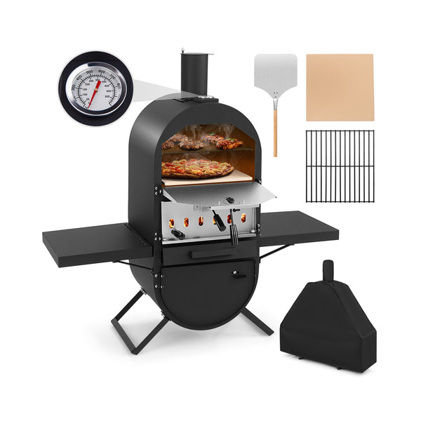 Outdoor Pizza Oven with 600D Oxford Fabric Cover, 12in  Pizza Stone and Cooking Grill
