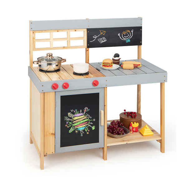 Outdoor Kids Mud Kitchen Set with Detachable Water Box for Toddlers Over 3