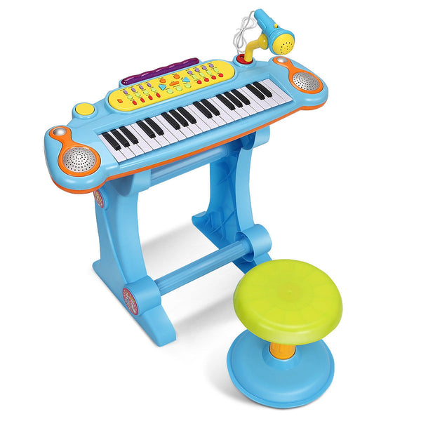 Kids 37-Key Electronic Piano Toy with Microphone And Stool