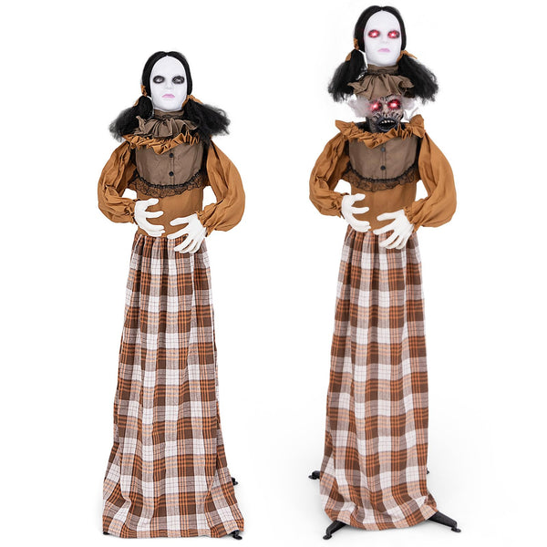 Halloween Animatronic Haunted Woman with Pop Up Head and Control Button