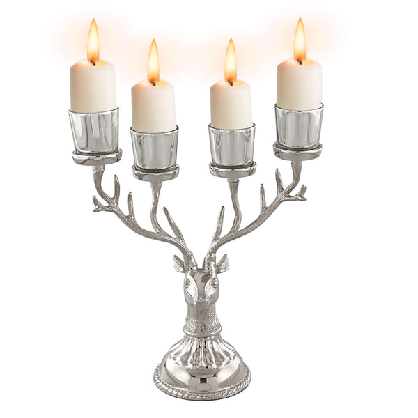 Reindeer Candle Holder Christmas Ornament for 4 Candles Aluminum Decoration