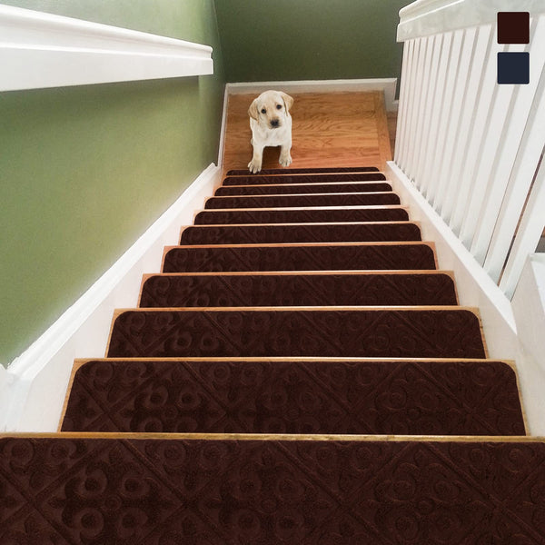 15 Pieces Indoor Non-Slip Stair Carpet Mats for Wooden Steps