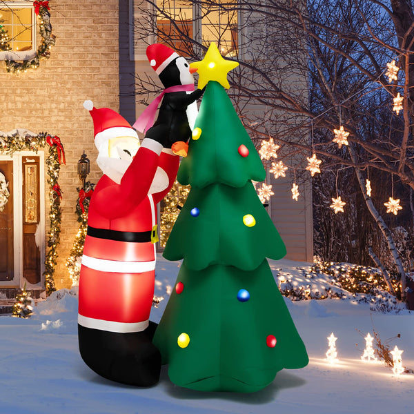 6 Feet Inflatable Christmas Tree and Santa Claus with LED and Air Blower