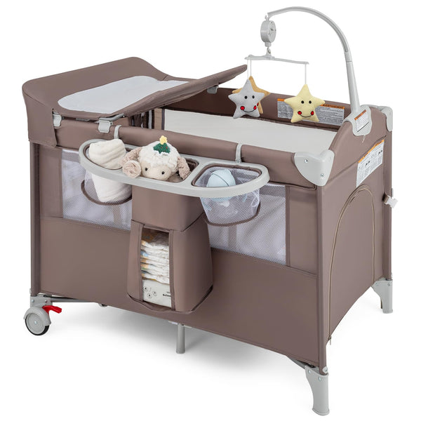5-in-1 Portable Baby Beside Bassinet with Diaper Changer